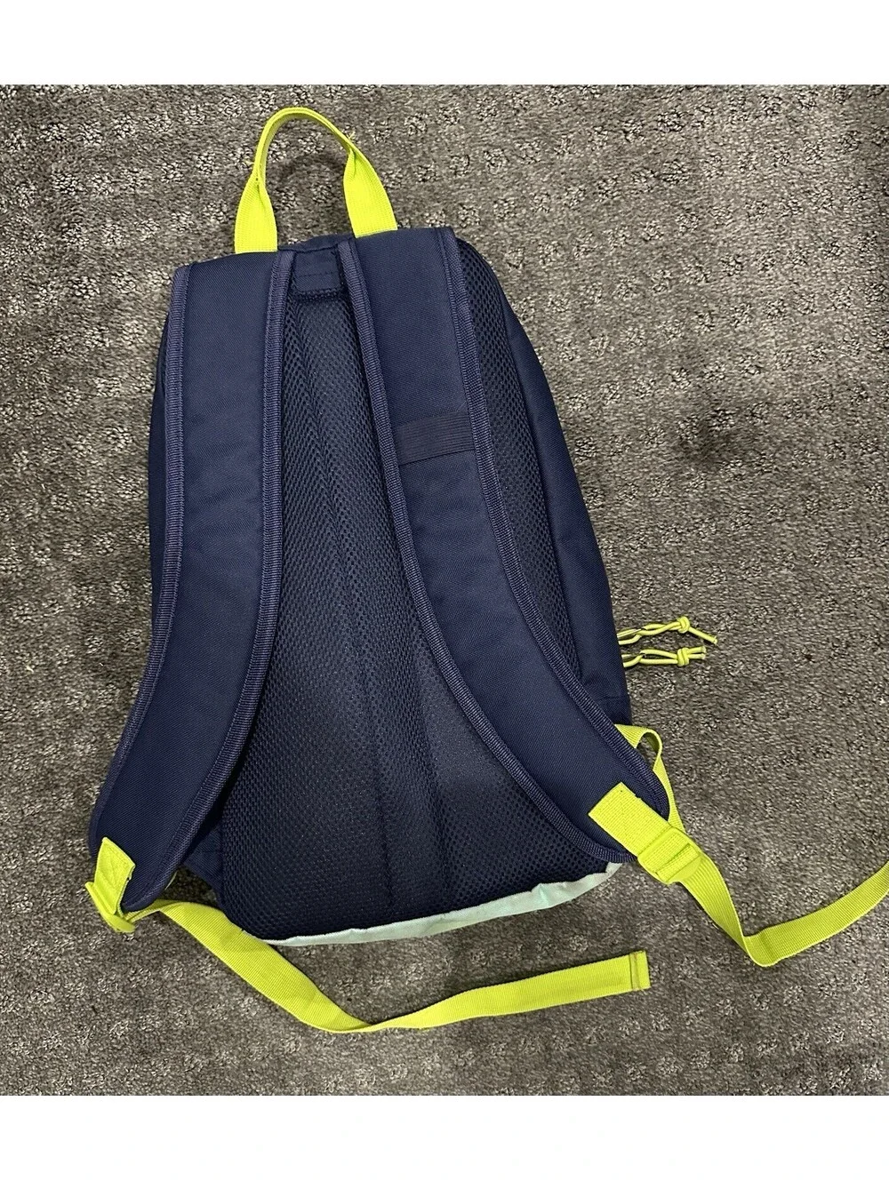 Unisex Kids Navy Blue Green Ombré Backpack Yellow Straps Zip Adjustable